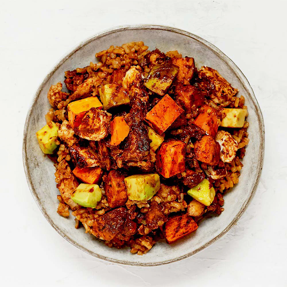 Chicken with Mole Sauce, Sweet Potato & Avocado