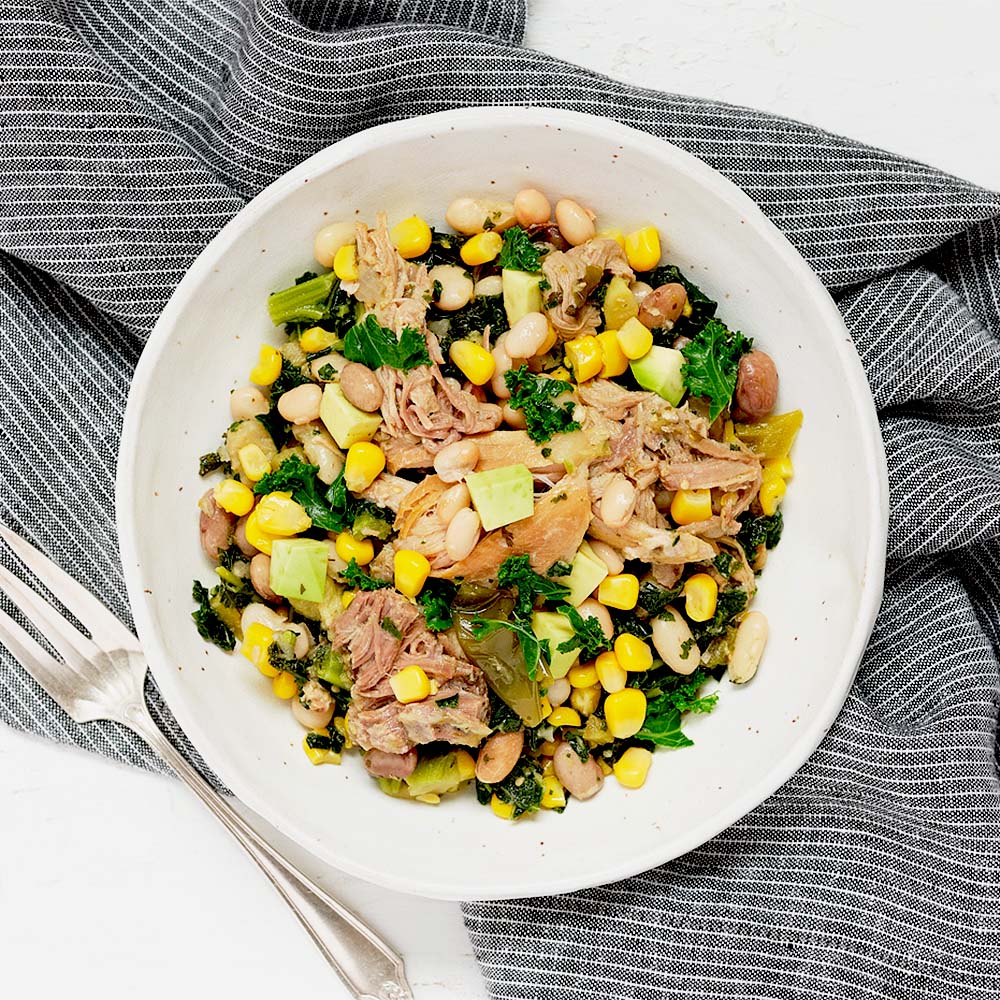 Pulled Pork Chile Verde with Beans, Rice, Kale & Avocado - Image 2