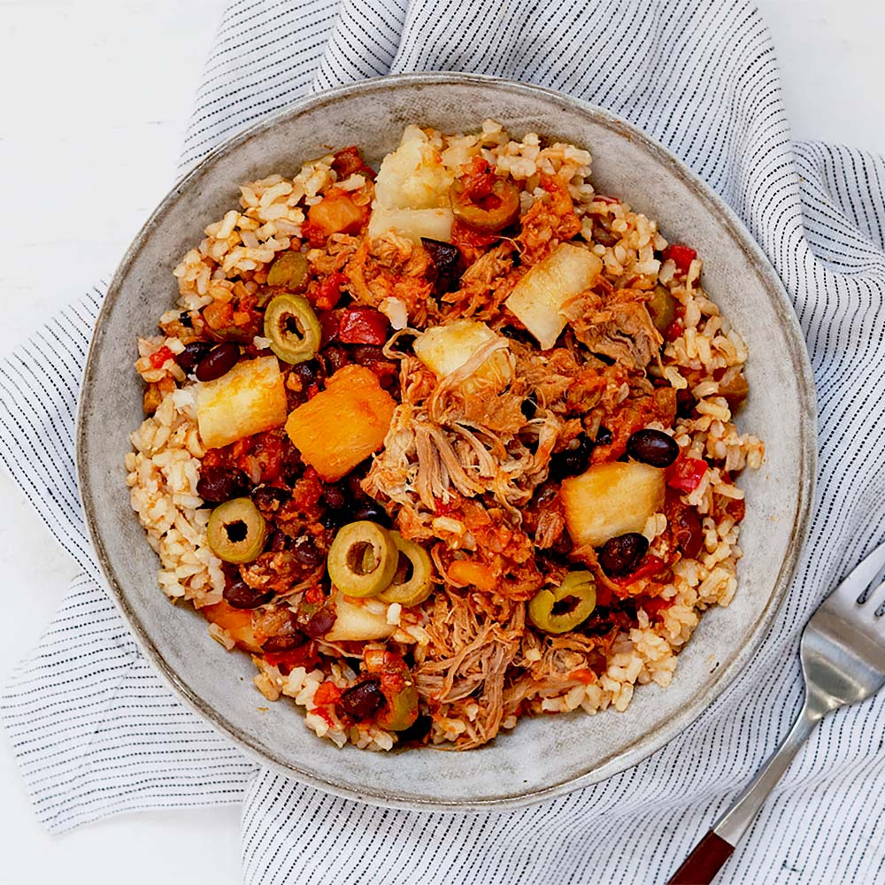 Pulled Pork with Brown Rice, Bell Peppers, Potatoes & Olives - Image 2